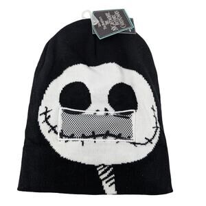 Disney Nightmare Before Christmas Jack Skellington Roll-Down Beanie‎ Hat Black